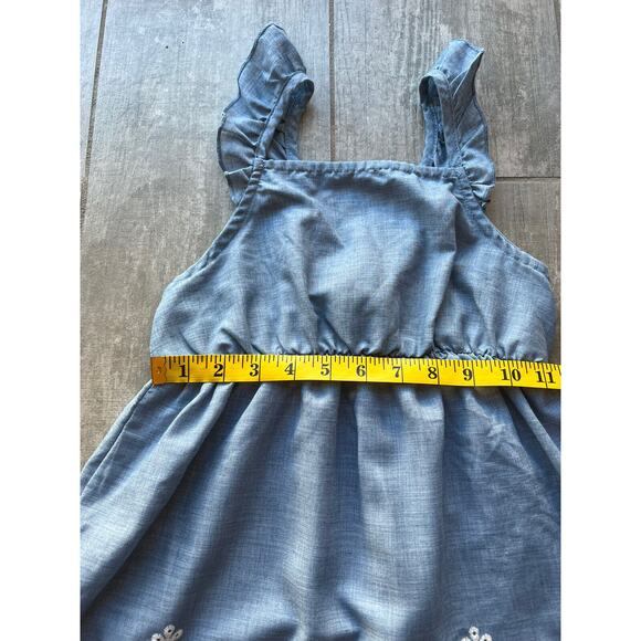 HEART AND ARROW Chambray Embroidered Ruffle Boutique Party Summer Sundress 6 6X - Picture 4 of 8